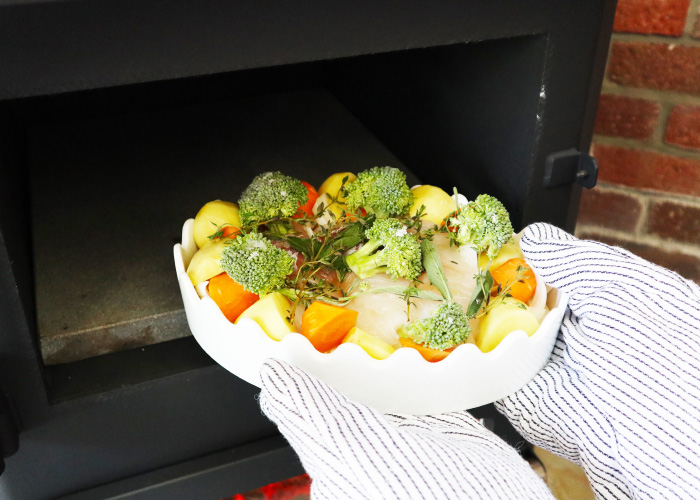 薪ストーブ　蒸し料理　野菜